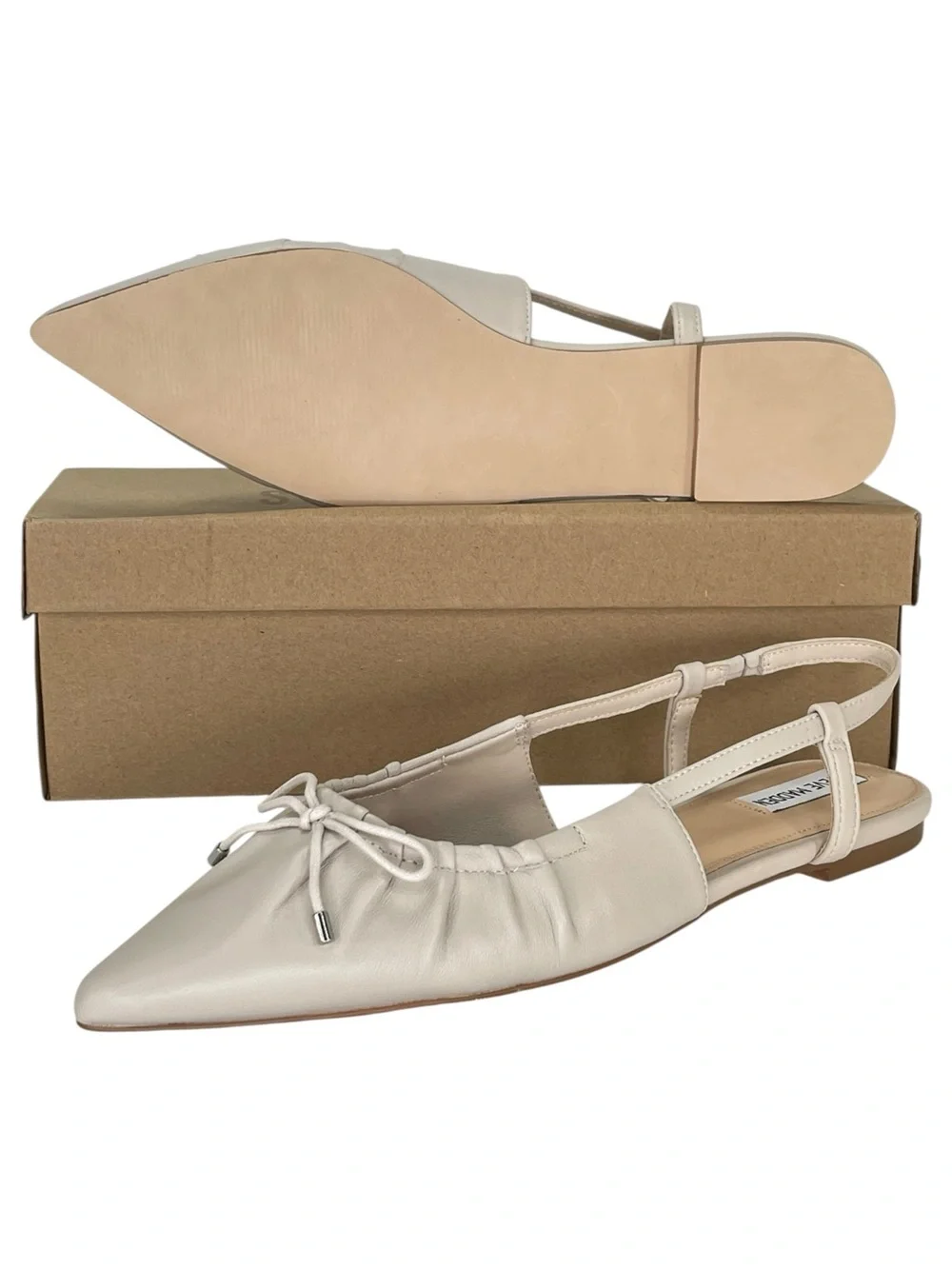 Steve Madden Laylah Cream Leather Slingback Womens Flats Size 11M